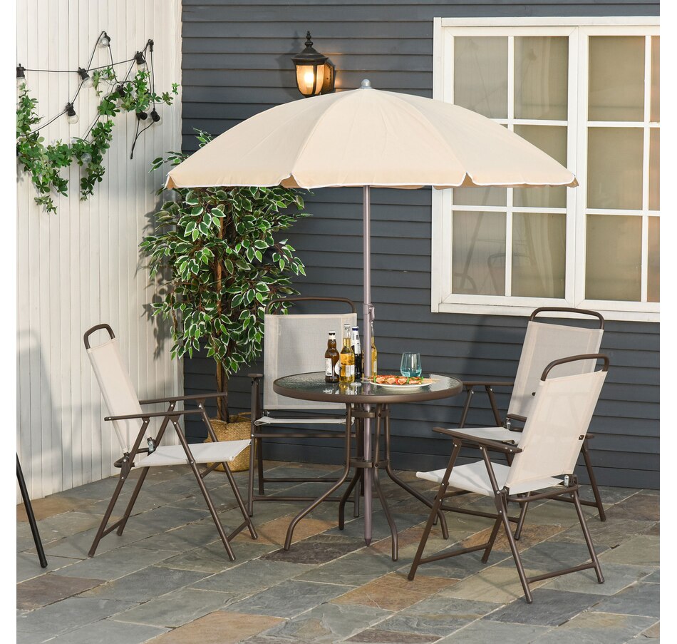 Image 969328_ALTMORE9.jpg, Product 969-328 / Price $239.99 - $259.99, Outsunny 6 Pieces Patio Dining Set with Umbrella from Outsunny on TSC.ca's Home & Garden department