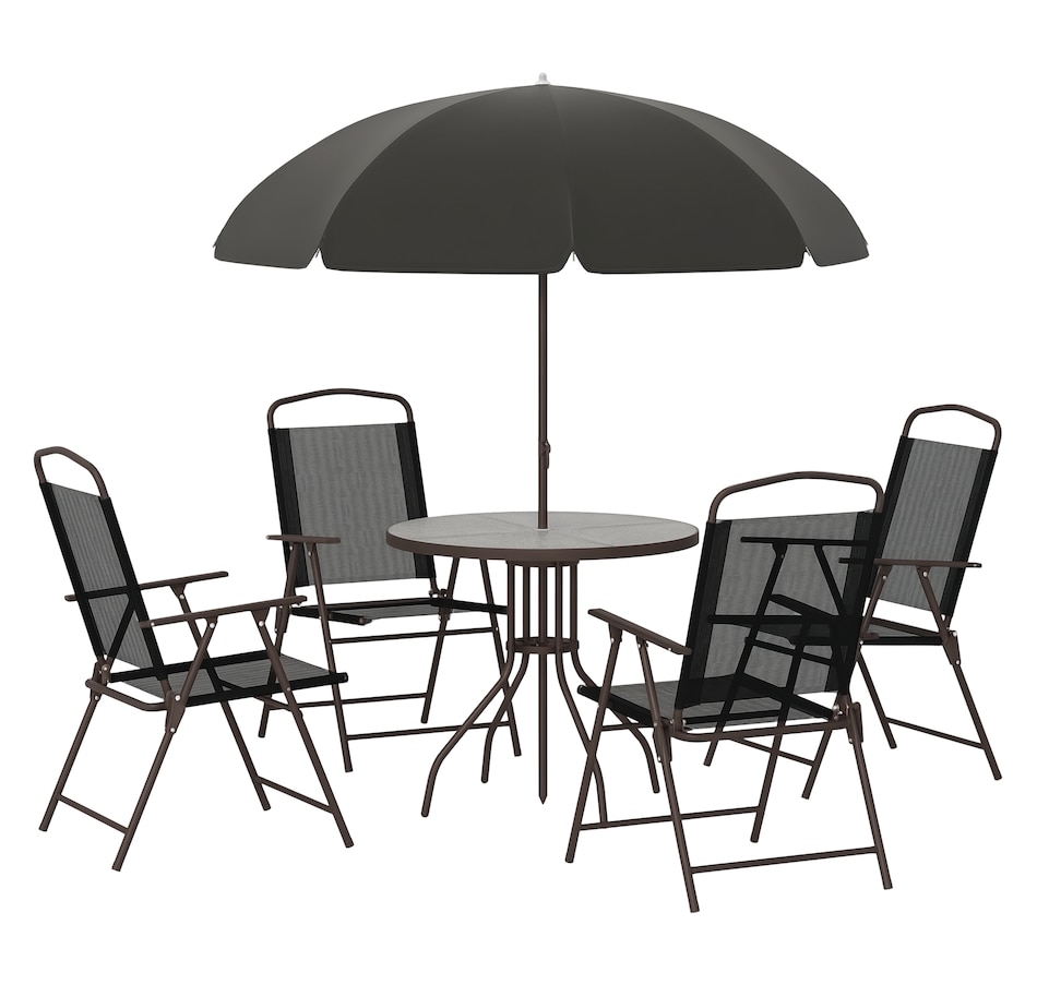 Image 969328_ST01.png, Product 969-328 / Price $239.99 - $259.99, Outsunny 6 Pieces Patio Dining Set with Umbrella from Outsunny on TSC.ca's Home & Garden department