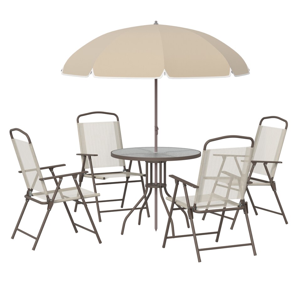 Image 969328_ST02.jpg, Product 969-328 / Price $239.99 - $259.99, Outsunny 6 Pieces Patio Dining Set with Umbrella from Outsunny on TSC.ca's Home & Garden department