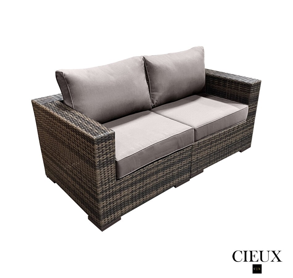Image 969336_ALTMORE1.jpg, Product 969-336 / Price $1,399.99, CIEUX Valence Outdoor Patio Wicker Loveseat in Brown with Sunbrella Canvas Taupe Cushions from CIEUX on TSC.ca's Home & Garden department