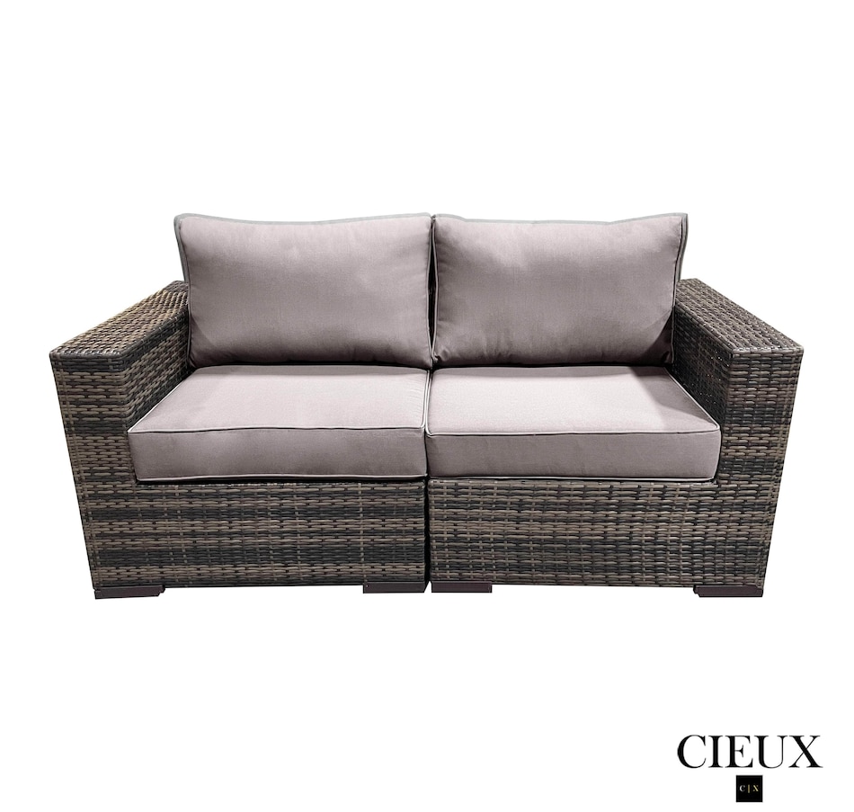 Image 969336_ALTMORE2.jpg, Product 969-336 / Price $1,399.99, CIEUX Valence Outdoor Patio Wicker Loveseat in Brown with Sunbrella Canvas Taupe Cushions from CIEUX on TSC.ca's Home & Garden department