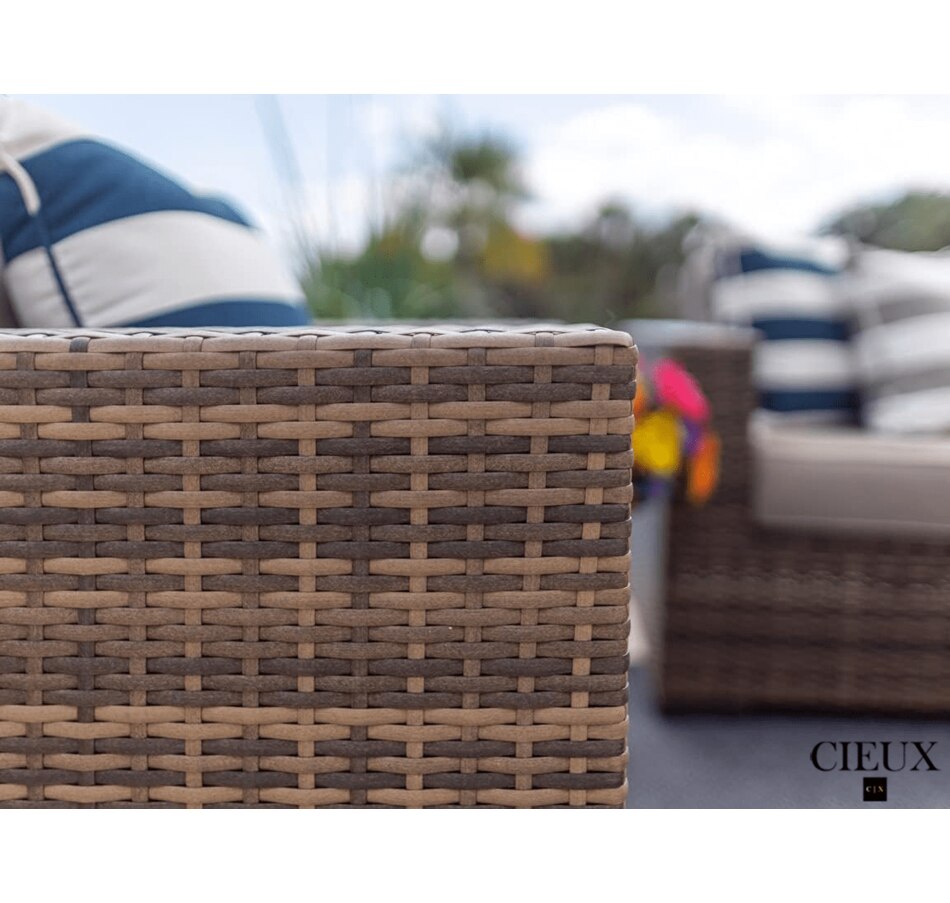 Image 969336_ALTMORE3.png, Product 969-336 / Price $1,399.99, CIEUX Valence Outdoor Patio Wicker Loveseat in Brown with Sunbrella Canvas Taupe Cushions from CIEUX on TSC.ca's Home & Garden department