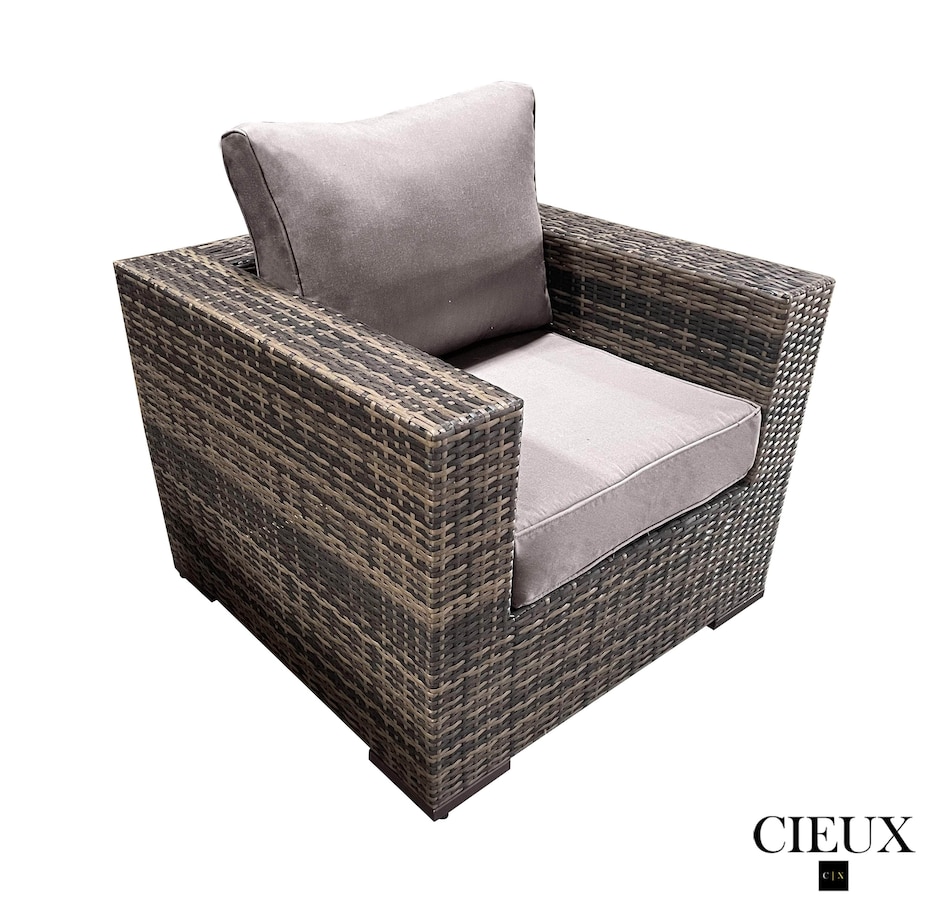 Image 969351_ALTMORE5.jpg, Product 969-351 / Price $4,669.99, CIEUX Valence Outdoor Patio Wicker Large Corner Sectional Sofa, Club Chair and Coffee Table Set in Brown with Sunbrella Canvas Taupe Cushions from CIEUX on TSC.ca's Home & Garden department
