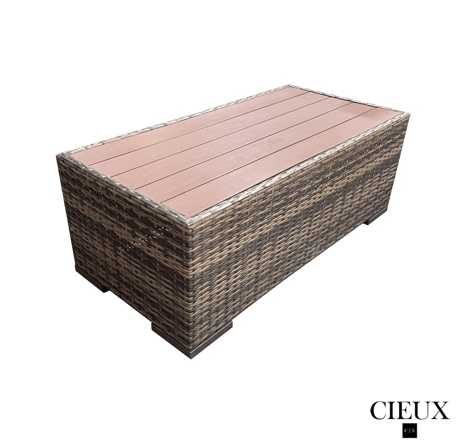 Image 969351_ALTMORE7.png, Product 969-351 / Price $4,669.99, CIEUX Valence Outdoor Patio Wicker Large Corner Sectional Sofa, Club Chair and Coffee Table Set in Brown with Sunbrella Canvas Taupe Cushions from CIEUX on TSC.ca's Home & Garden department