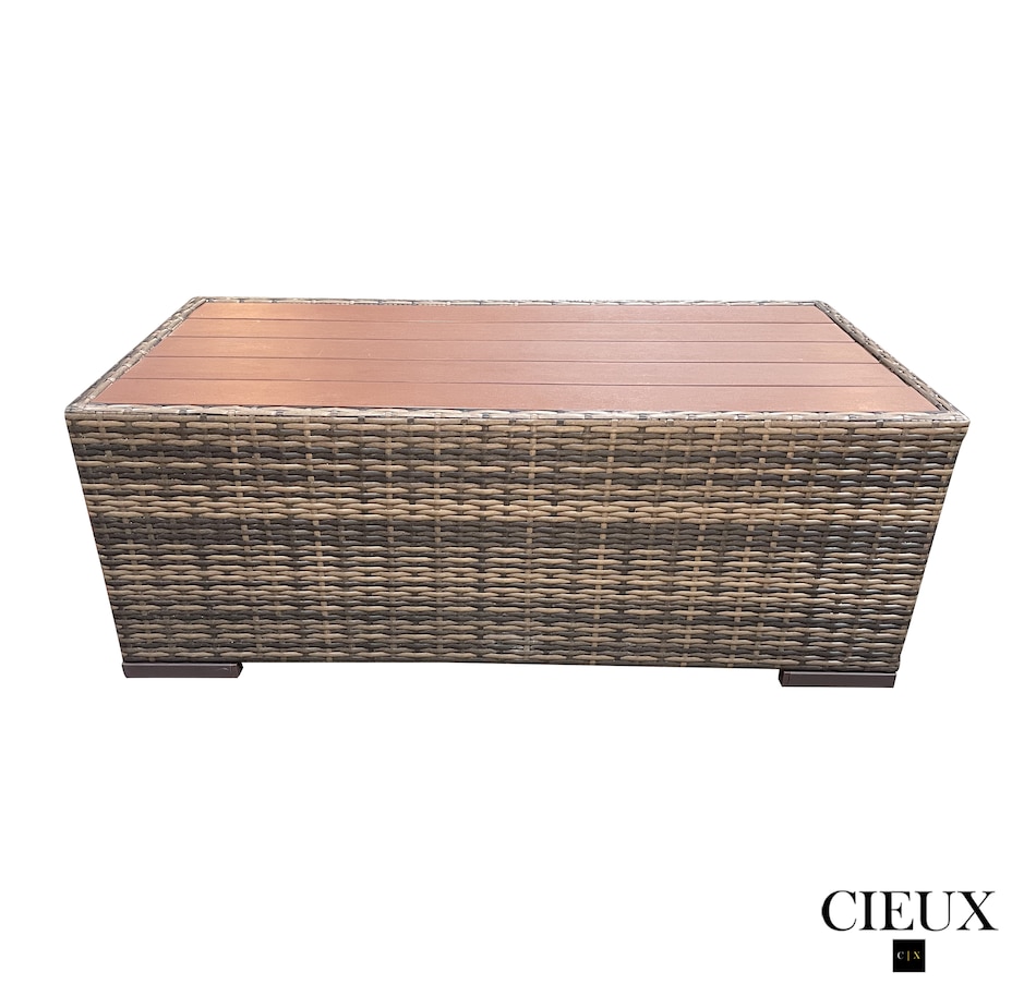 Image 969351_ALTMORE8.png, Product 969-351 / Price $4,669.99, CIEUX Valence Outdoor Patio Wicker Large Corner Sectional Sofa, Club Chair and Coffee Table Set in Brown with Sunbrella Canvas Taupe Cushions from CIEUX on TSC.ca's Home & Garden department