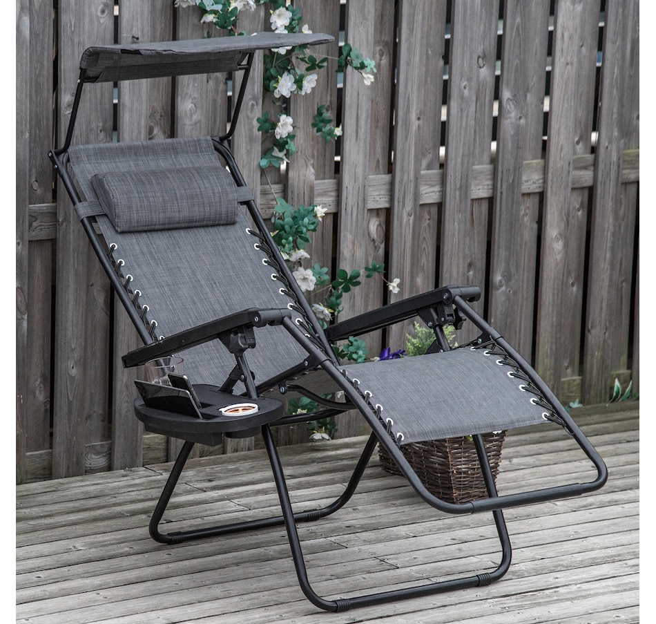 Image 969405_ALTMORE1.jpg, Product 969-405 / Price $94.99, Outsunny Foldable Lounge Chair with Canopy Shade, Side Tray, Cup Holder from Outsunny on TSC.ca's Home & Garden department