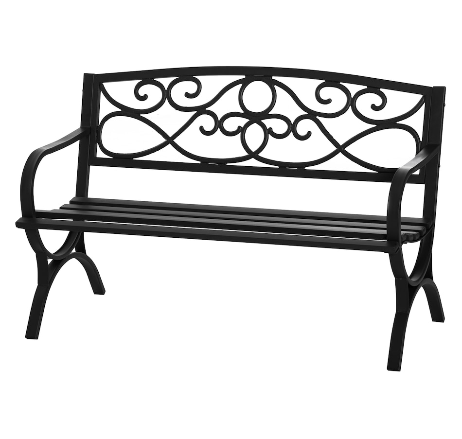 Image 969425.jpg, Product 969-425 / Price $119.99, Outsunny 2-Seater Outdoor Bench, Patio Loveseat with Armrests, Black from Outsunny on TSC.ca's Home & Garden department