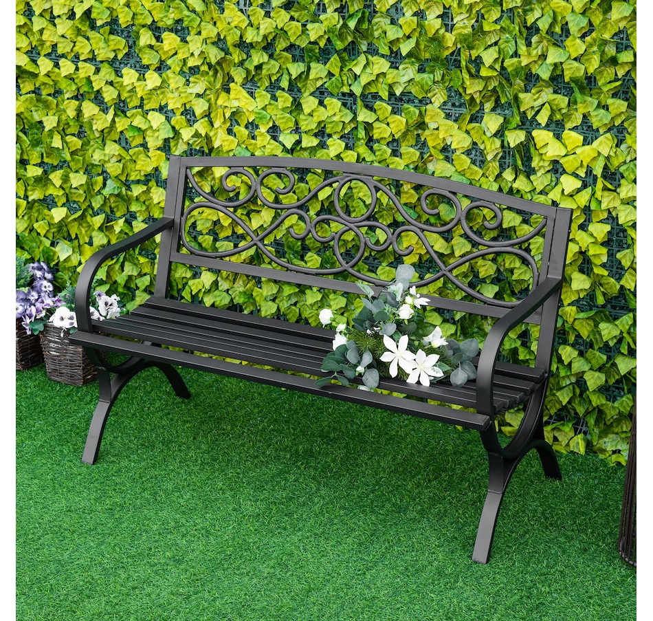 Image 969425_ALTMORE1.jpg, Product 969-425 / Price $119.99, Outsunny 2-Seater Outdoor Bench, Patio Loveseat with Armrests, Black from Outsunny on TSC.ca's Home & Garden department