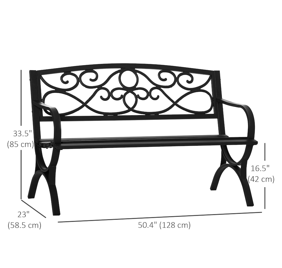 Image 969425_ALTMORE2.jpg, Product 969-425 / Price $119.99, Outsunny 2-Seater Outdoor Bench, Patio Loveseat with Armrests, Black from Outsunny on TSC.ca's Home & Garden department