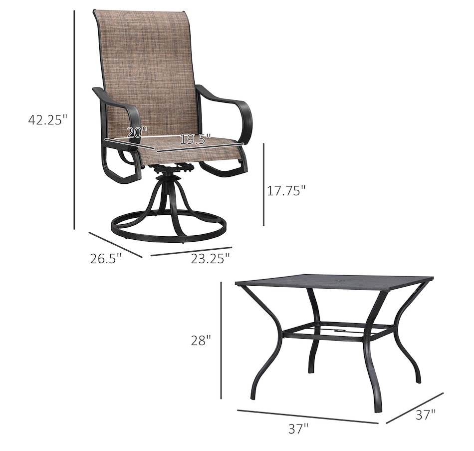 Image 969445_ALTMORE10.jpg, Product 969-445 / Price $699.99, Outsunny 5-Piece Outdoor Patio Dining Set, Black from Outsunny on TSC.ca's Home & Garden department