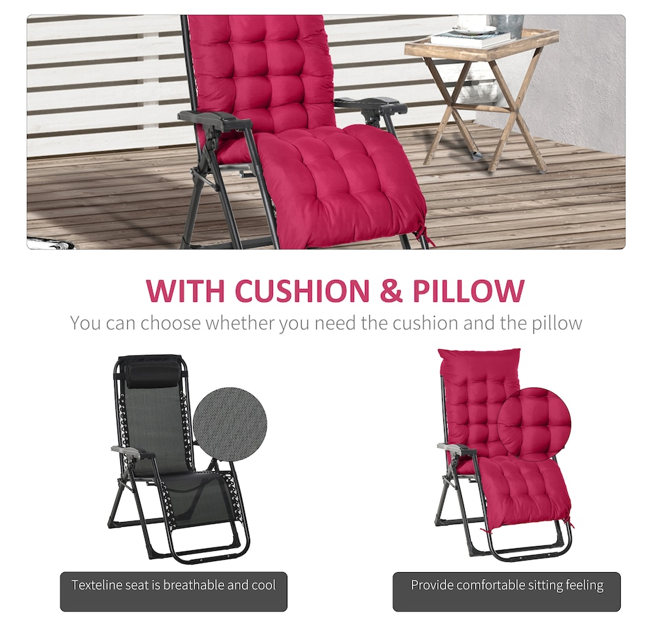 Image 969448_ALTMORE11.jpg, Product 969-448 / Price $94.99 - $109.99, Outsunny Reclining Zero Gravity Chair Folding Sun Lounger Cushion Headrest from Outsunny on TSC.ca's Home & Garden department