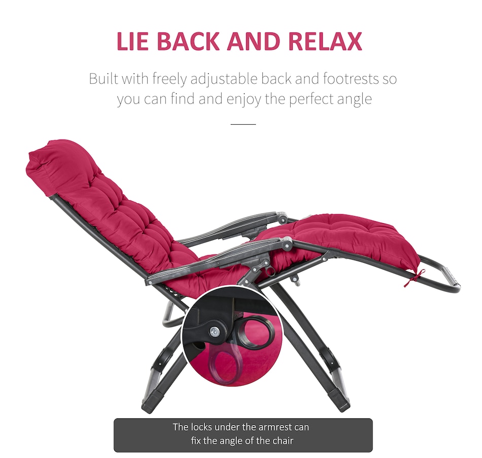 Image 969448_ALTMORE13.jpg, Product 969-448 / Price $94.99 - $109.99, Outsunny Reclining Zero Gravity Chair Folding Sun Lounger Cushion Headrest from Outsunny on TSC.ca's Home & Garden department