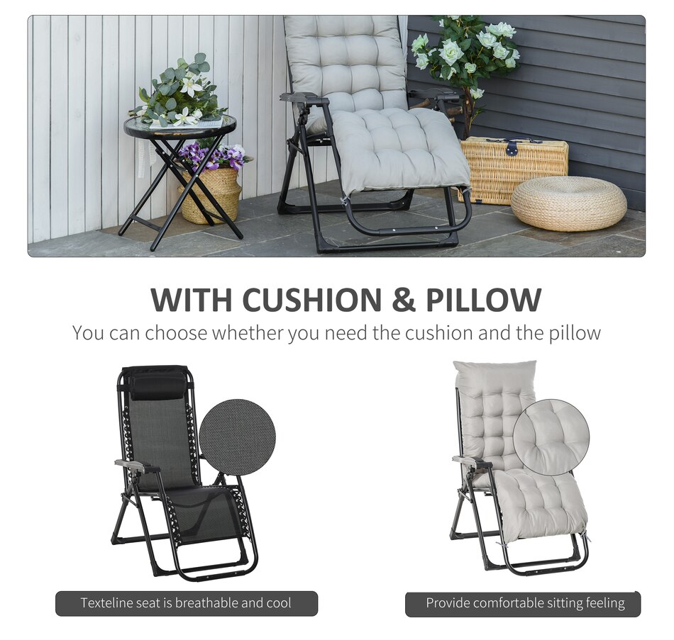 Image 969448_ALTMORE19.jpg, Product 969-448 / Price $94.99 - $109.99, Outsunny Reclining Zero Gravity Chair Folding Sun Lounger Cushion Headrest from Outsunny on TSC.ca's Home & Garden department