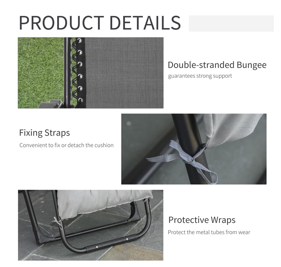 Image 969448_ALTMORE20.jpg, Product 969-448 / Price $94.99 - $109.99, Outsunny Reclining Zero Gravity Chair Folding Sun Lounger Cushion Headrest from Outsunny on TSC.ca's Home & Garden department