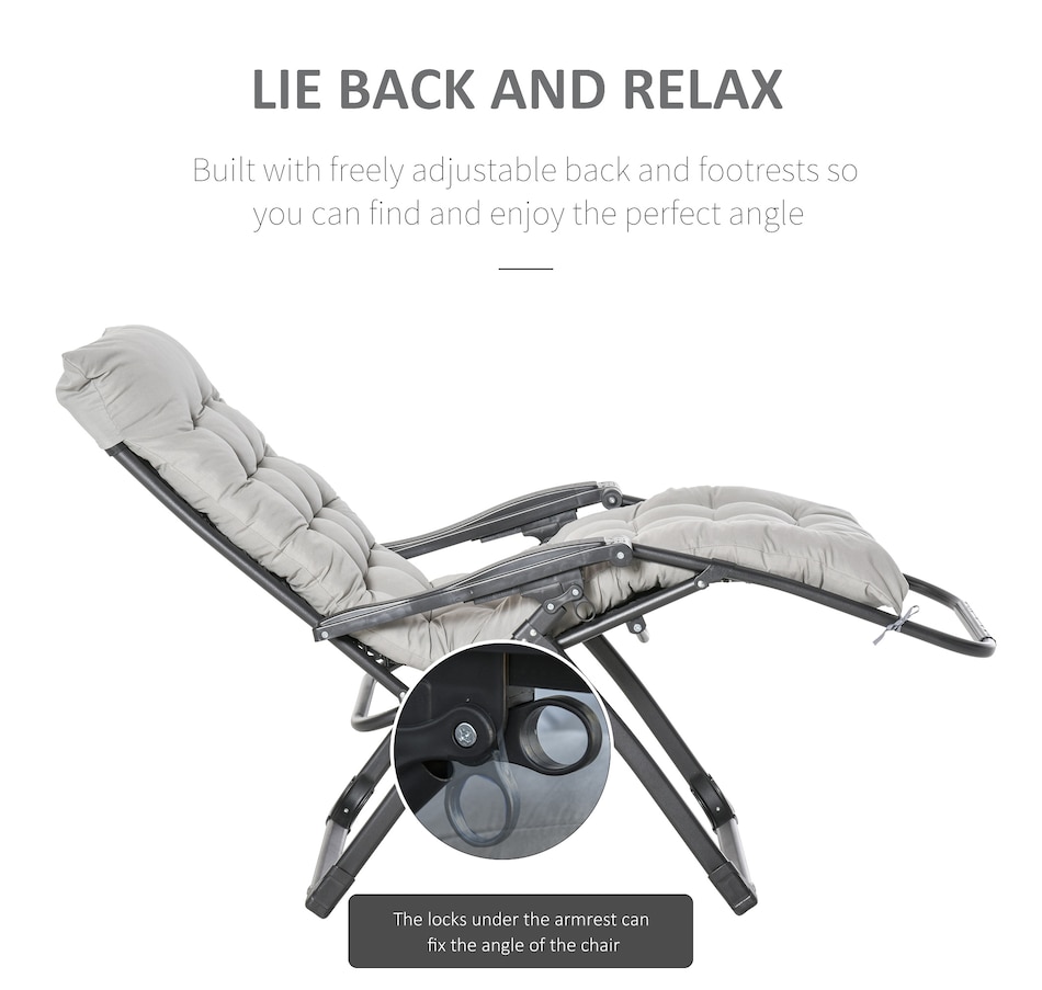 Image 969448_ALTMORE21.jpg, Product 969-448 / Price $94.99 - $109.99, Outsunny Reclining Zero Gravity Chair Folding Sun Lounger Cushion Headrest from Outsunny on TSC.ca's Home & Garden department