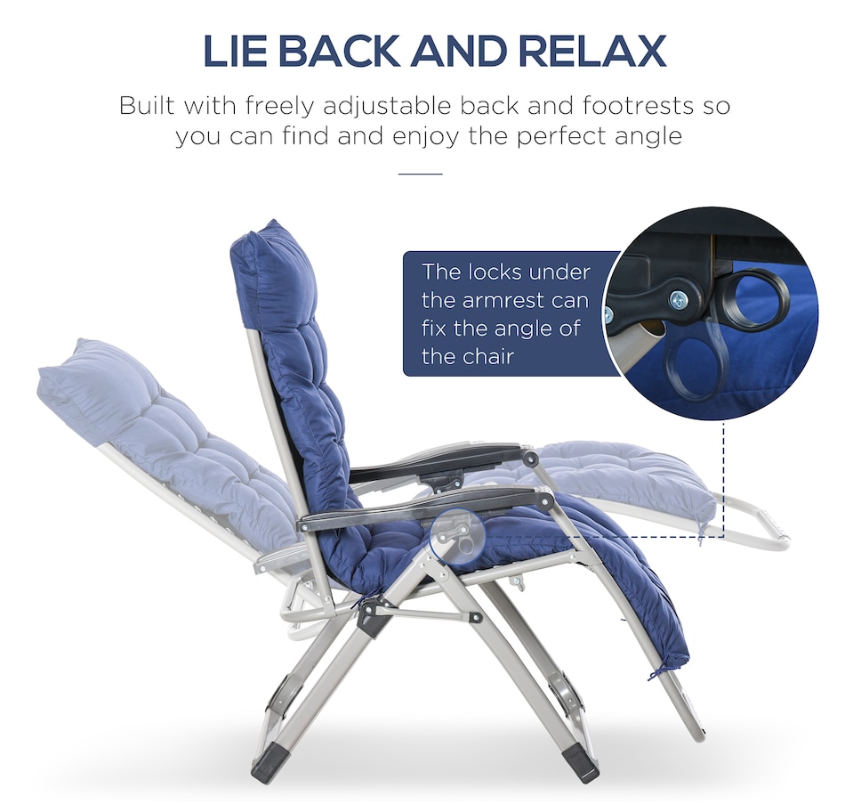 Image 969448_ALTMORE27.jpg, Product 969-448 / Price $94.99 - $109.99, Outsunny Reclining Zero Gravity Chair Folding Sun Lounger Cushion Headrest from Outsunny on TSC.ca's Home & Garden department