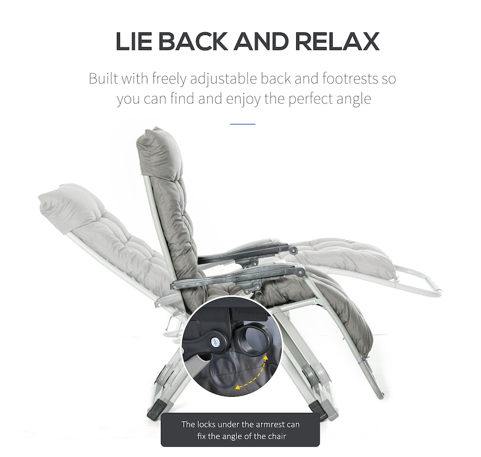 Image 969448_ALTMORE3.jpg, Product 969-448 / Price $94.99 - $109.99, Outsunny Reclining Zero Gravity Chair Folding Sun Lounger Cushion Headrest from Outsunny on TSC.ca's Home & Garden department
