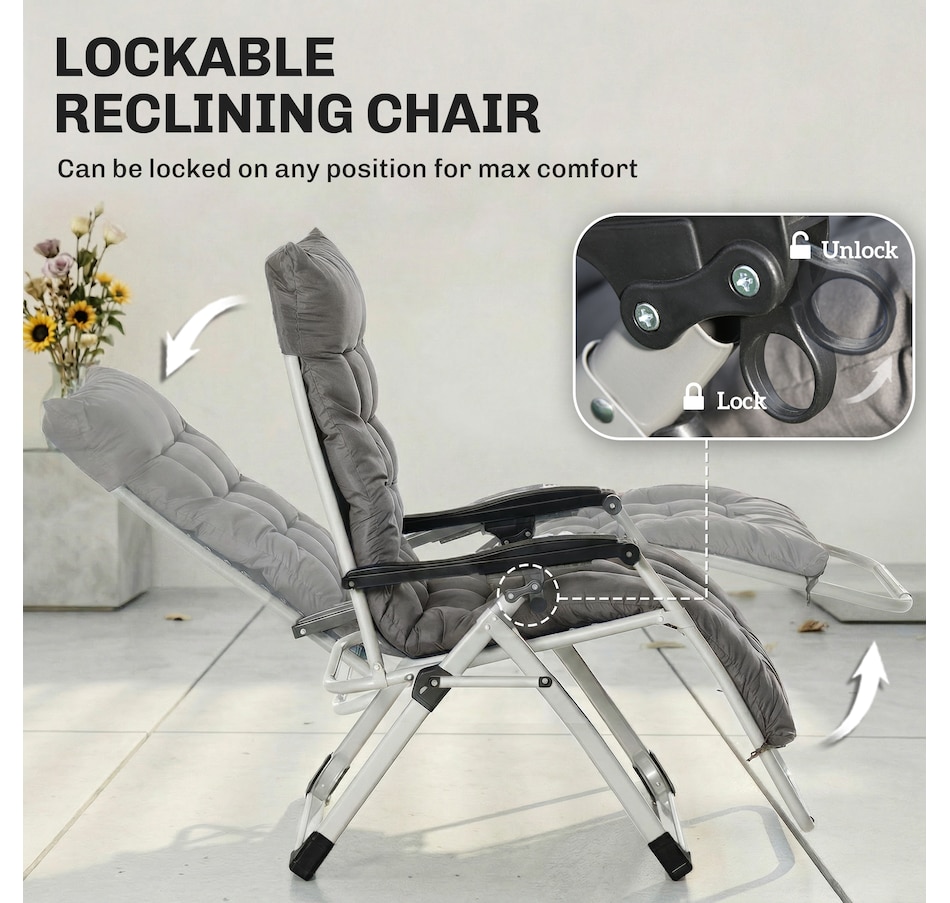 Image 969448_ALTMORE34.jpg, Product 969-448 / Price $89.99 - $97.99, Outsunny Reclining Zero Gravity Chair Folding Sun Lounger Cushion Headrest from Outsunny on TSC.ca's Home & Garden department