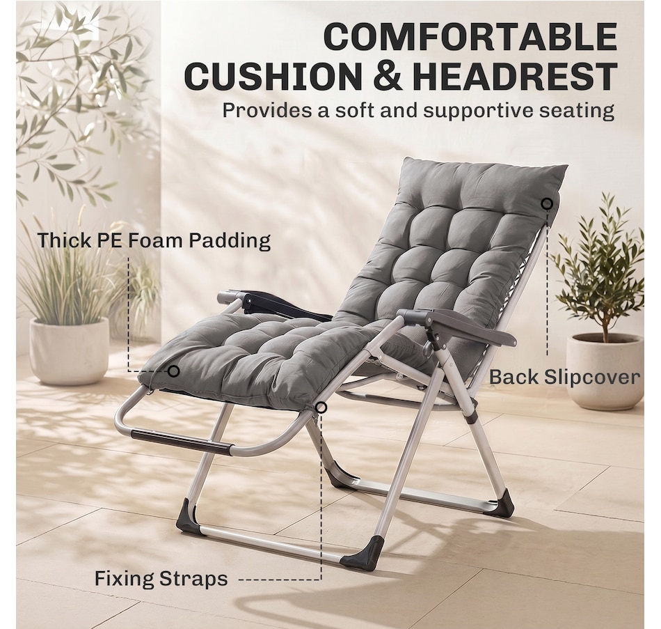 Image 969448_ALTMORE37.jpg, Product 969-448 / Price $89.99 - $97.99, Outsunny Reclining Zero Gravity Chair Folding Sun Lounger Cushion Headrest from Outsunny on TSC.ca's Home & Garden department