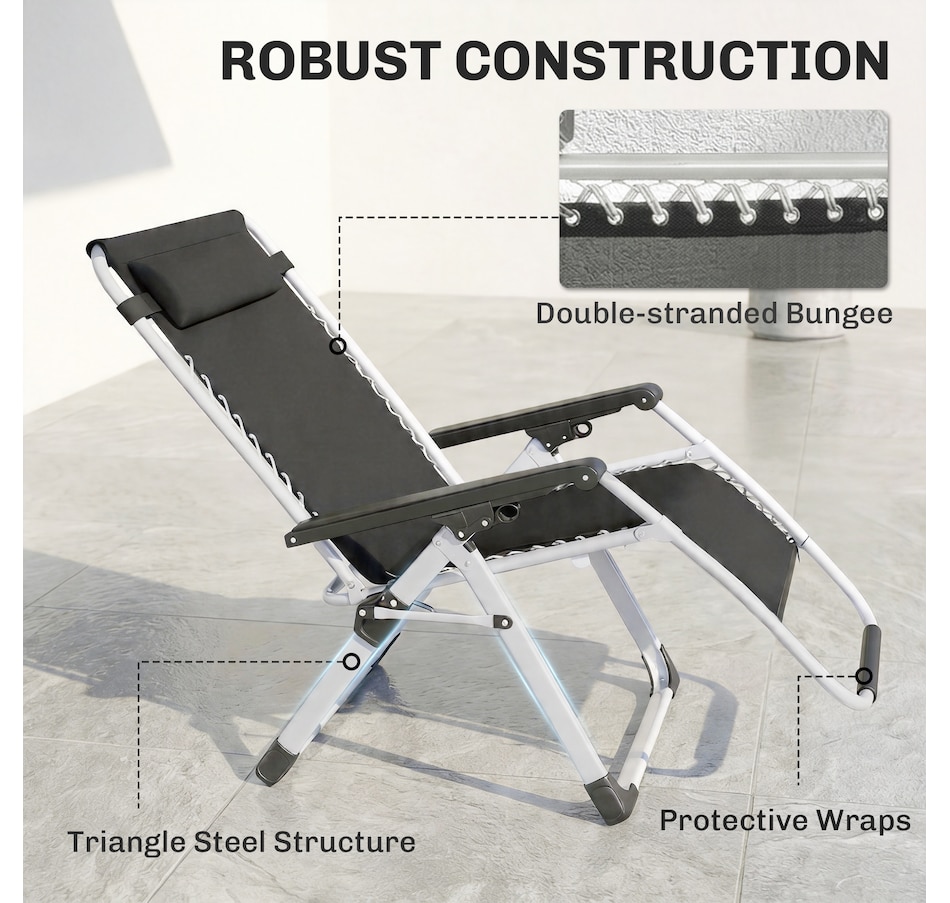 Image 969448_ALTMORE38.jpg, Product 969-448 / Price $89.99 - $97.99, Outsunny Reclining Zero Gravity Chair Folding Sun Lounger Cushion Headrest from Outsunny on TSC.ca's Home & Garden department