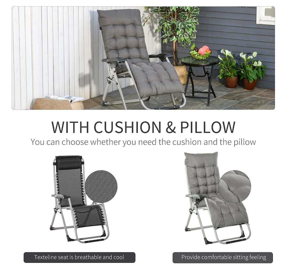 Image 969448_ALTMORE5.jpg, Product 969-448 / Price $94.99 - $109.99, Outsunny Reclining Zero Gravity Chair Folding Sun Lounger Cushion Headrest from Outsunny on TSC.ca's Home & Garden department