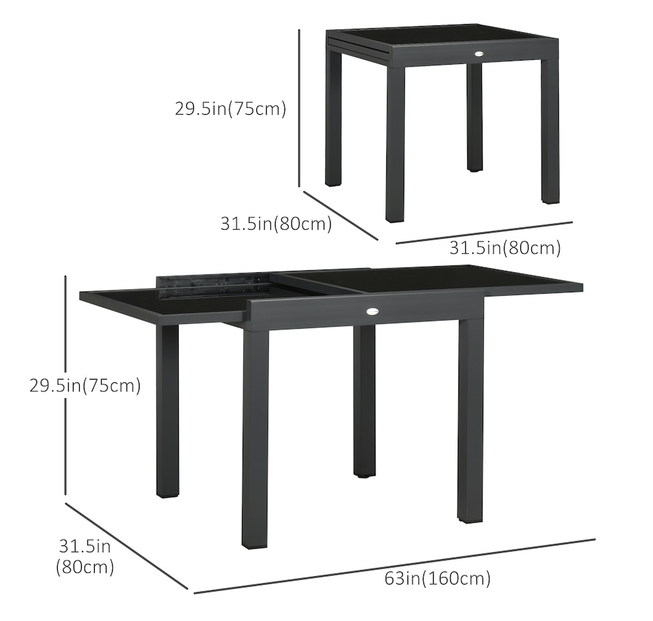 Image 969449_ALTMORE2.jpg, Product 969-449 / Price $227.99 - $239.99, Outsunny Extendable Outdoor Dining Table Patio Table with Aluminium Frame from Outsunny on TSC.ca's Home & Garden department