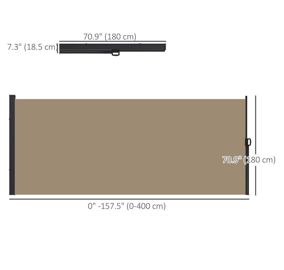 Image 976192_ALTMORE2.jpg, Product 976-192 / Price $129.99, Outsunny 13' x 6' Retractable Side Awning, Garden Privacy Screen, Khaki from Outsunny on TSC.ca's Home & Garden department