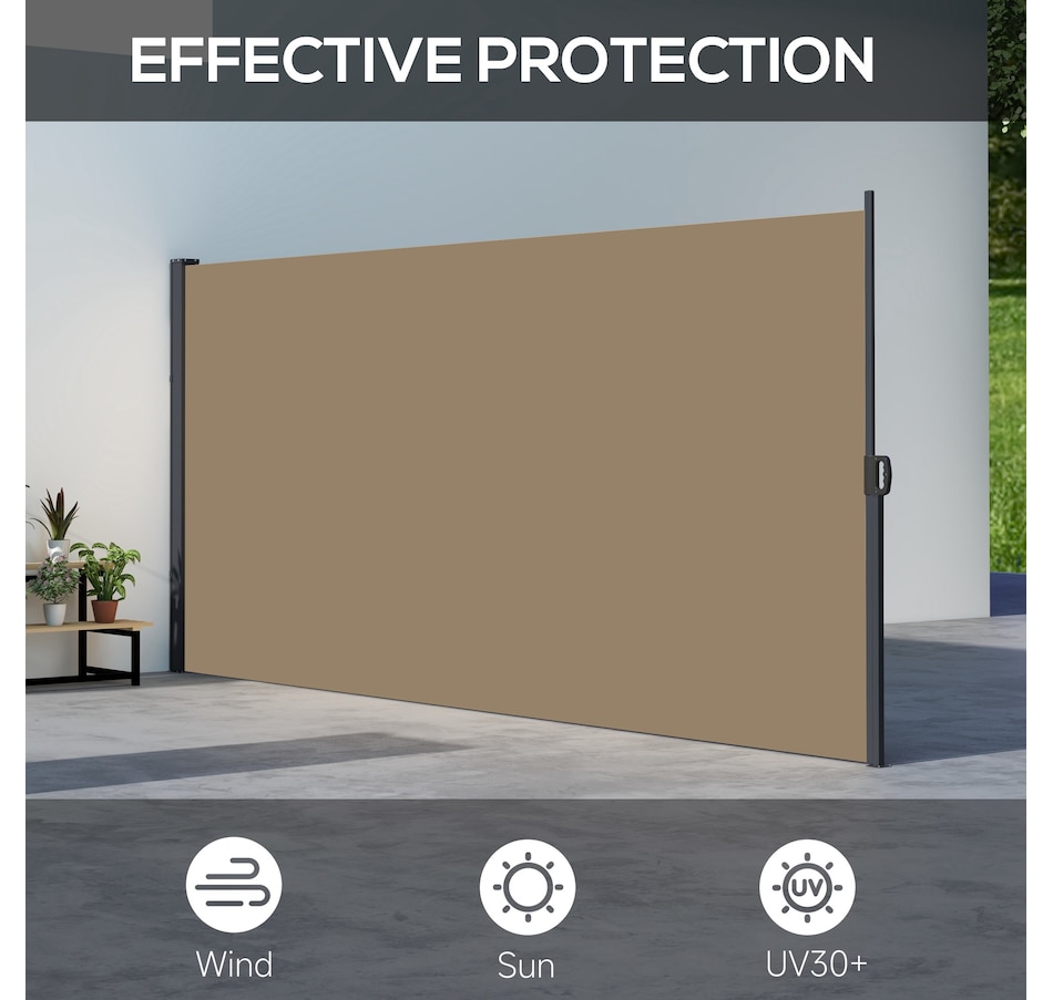 Image 976192_ALTMORE3.jpg, Product 976-192 / Price $129.99, Outsunny 13' x 6' Retractable Side Awning, Garden Privacy Screen, Khaki from Outsunny on TSC.ca's Home & Garden department