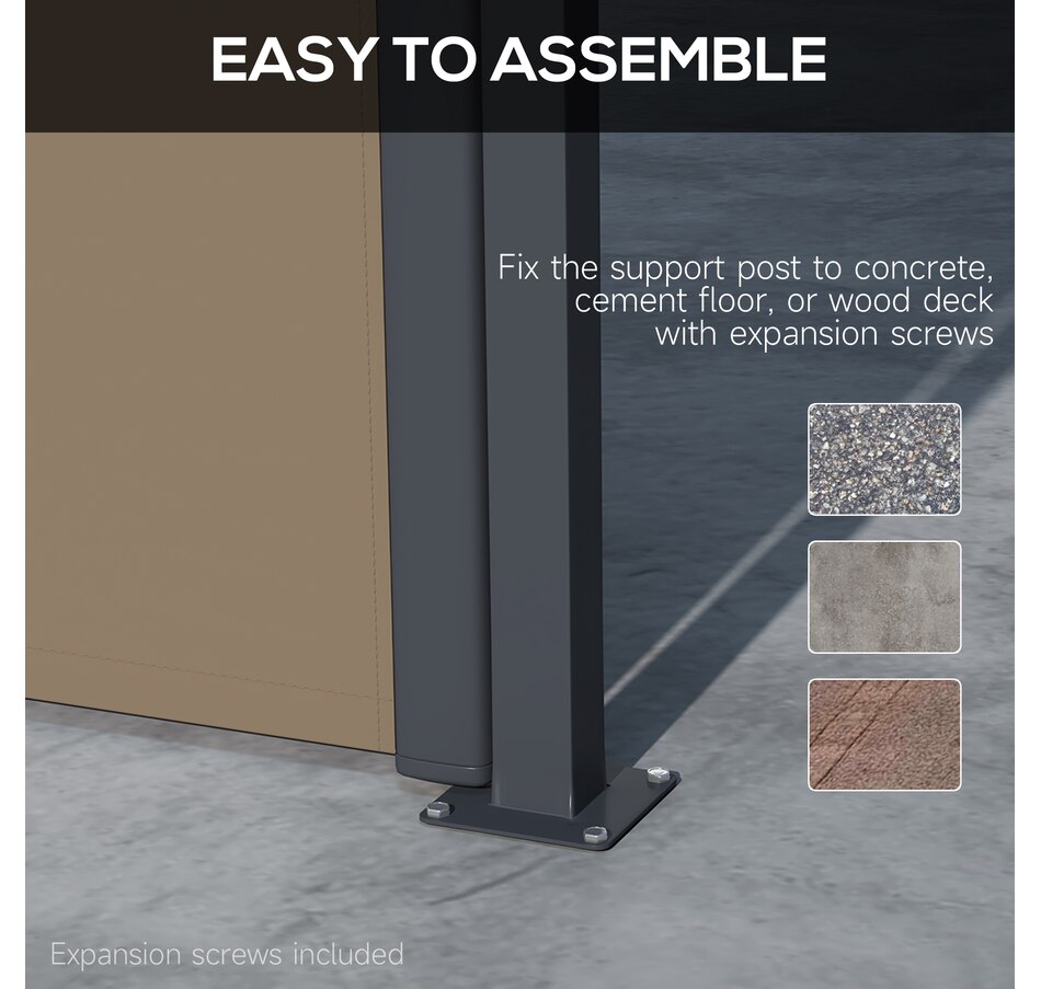 Image 976192_ALTMORE5.jpg, Product 976-192 / Price $129.99, Outsunny 13' x 6' Retractable Side Awning, Garden Privacy Screen, Khaki from Outsunny on TSC.ca's Home & Garden department