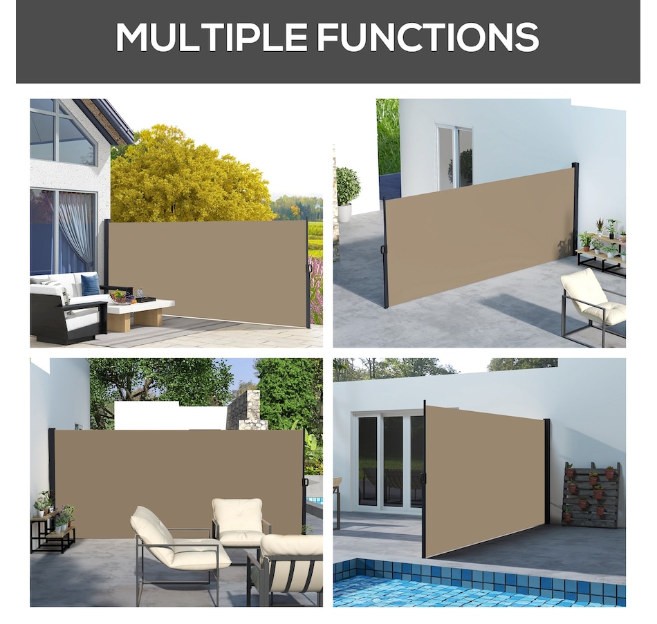 Image 976192_ALTMORE6.jpg, Product 976-192 / Price $129.99, Outsunny 13' x 6' Retractable Side Awning, Garden Privacy Screen, Khaki from Outsunny on TSC.ca's Home & Garden department