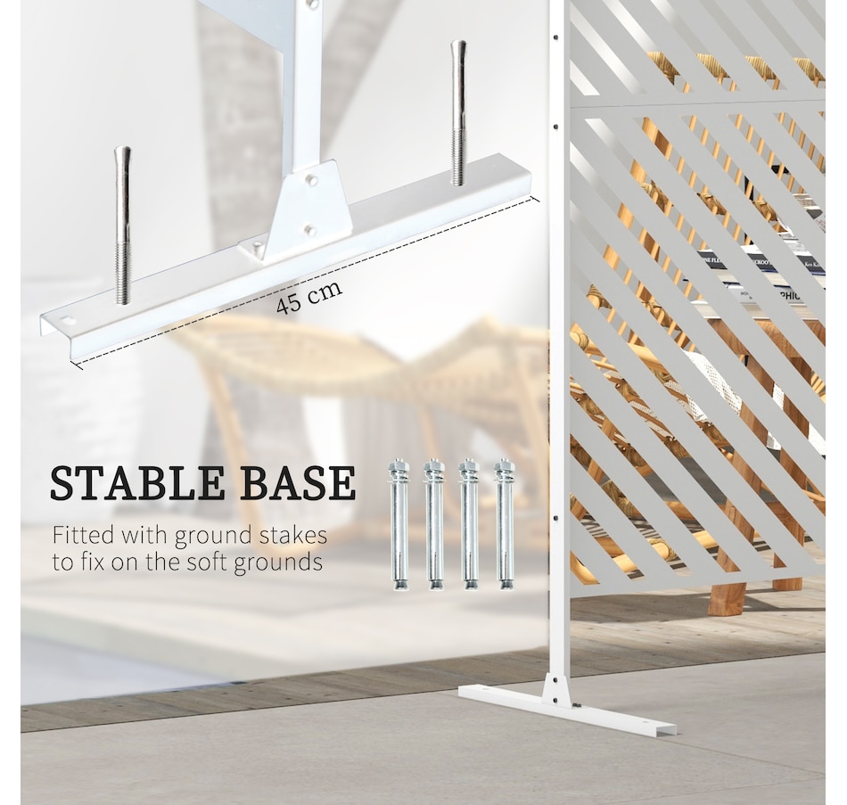 Image 976206_ALTMORE4.jpg, Product 976-206 / Price $179.99, Outsunny Metal Privacy Screen W/ Expansion Screws Outdoor Divider, White from Outsunny on TSC.ca's Home & Garden department