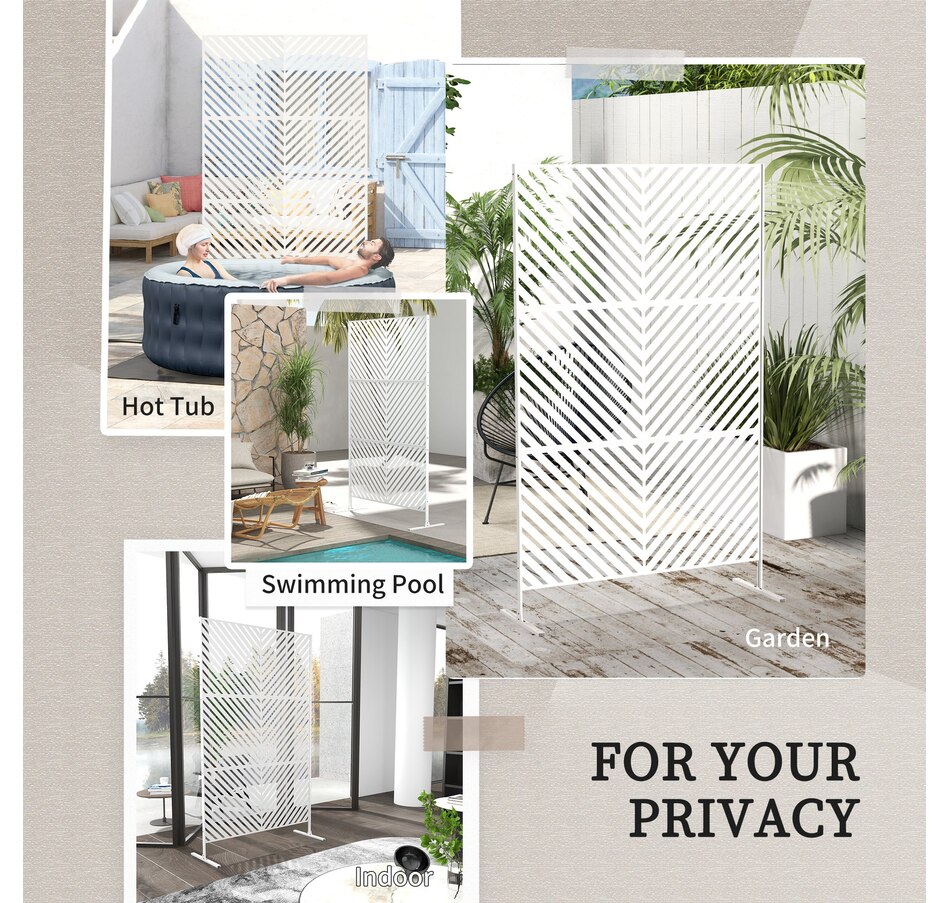Image 976206_ALTMORE5.jpg, Product 976-206 / Price $179.99, Outsunny Metal Privacy Screen W/ Expansion Screws Outdoor Divider, White from Outsunny on TSC.ca's Home & Garden department