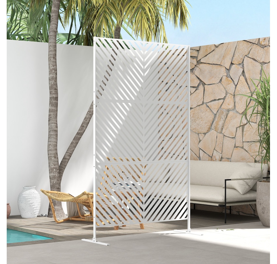 Image 976206_ALTMORE6.jpg, Product 976-206 / Price $179.99, Outsunny Metal Privacy Screen W/ Expansion Screws Outdoor Divider, White from Outsunny on TSC.ca's Home & Garden department