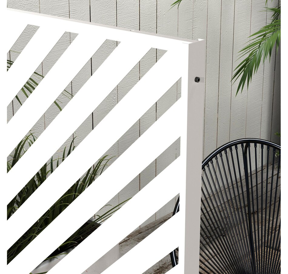 Image 976206_ALTMORE8.jpg, Product 976-206 / Price $179.99, Outsunny Metal Privacy Screen W/ Expansion Screws Outdoor Divider, White from Outsunny on TSC.ca's Home & Garden department