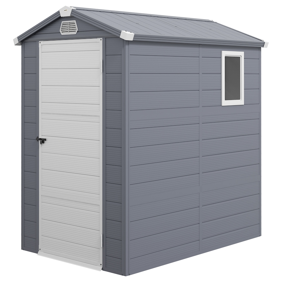 Image 976216.jpg, Product 976-216 / Price $449.99, Outsunny 4.5' x 6' Plastic Garden Storage Shed with Air Vents, Dark Grey from Outsunny on TSC.ca's Home & Garden department
