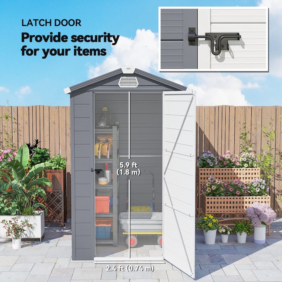 Image 976216_ALTMORE6.jpg, Product 976-216 / Price $449.99, Outsunny 4.5' x 6' Plastic Garden Storage Shed with Air Vents, Dark Grey from Outsunny on TSC.ca's Home & Garden department