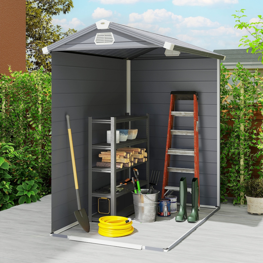 Image 976216_ALTMORE8.jpg, Product 976-216 / Price $449.99, Outsunny 4.5' x 6' Plastic Garden Storage Shed with Air Vents, Dark Grey from Outsunny on TSC.ca's Home & Garden department