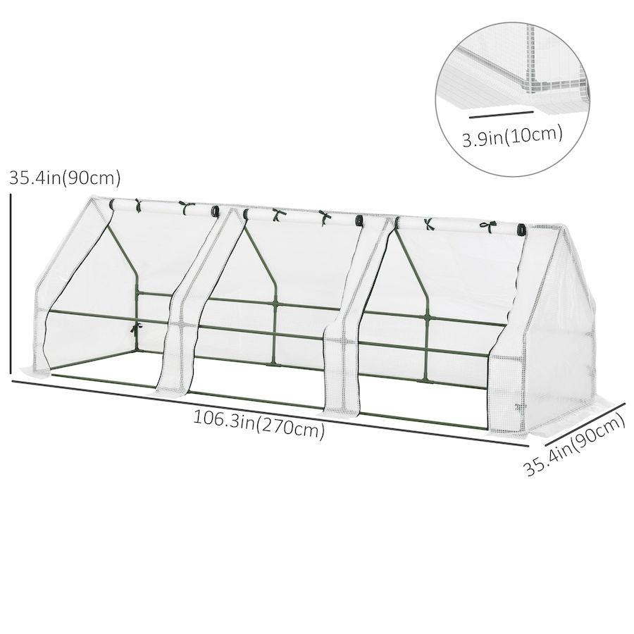 Image 976217_ALTMORE2.jpg, Product 976-217 / Price $59.99, Outsunny 9' x 3' x 3' Portable Tunnel Greenhouse with Zipper Doors White from Outsunny on TSC.ca's Home & Garden department