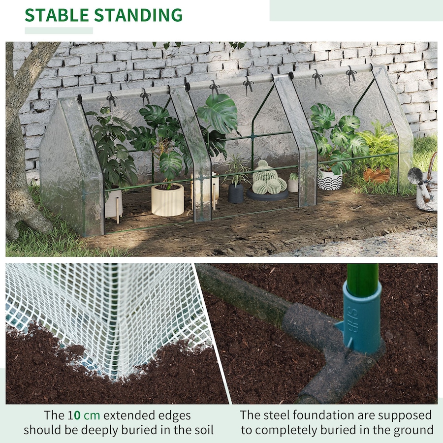 Image 976217_ALTMORE5.jpg, Product 976-217 / Price $59.99, Outsunny 9' x 3' x 3' Portable Tunnel Greenhouse with Zipper Doors White from Outsunny on TSC.ca's Home & Garden department
