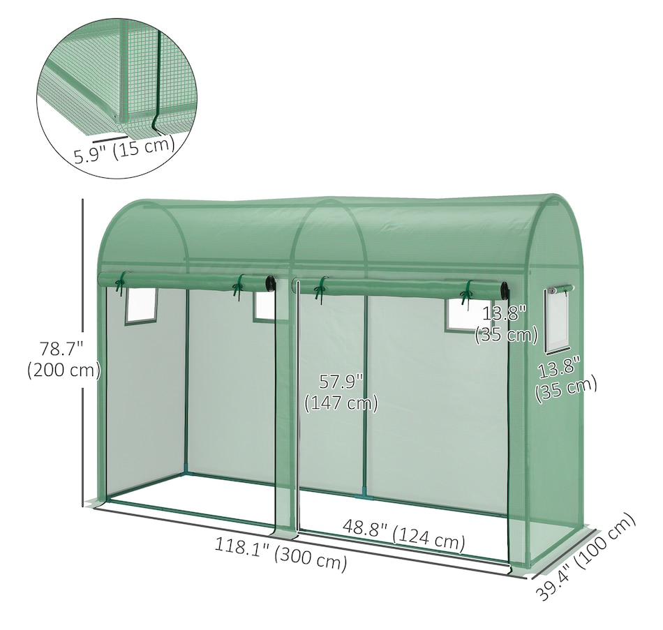 Image 976218_ALTMORE2.jpg, Product 976-218 / Price $109.99, Outsunny 9.8'x3.3'x6.6' Outdoor Garden Greenhouse w/ Doors Windows Green from Outsunny on TSC.ca's Home & Garden department