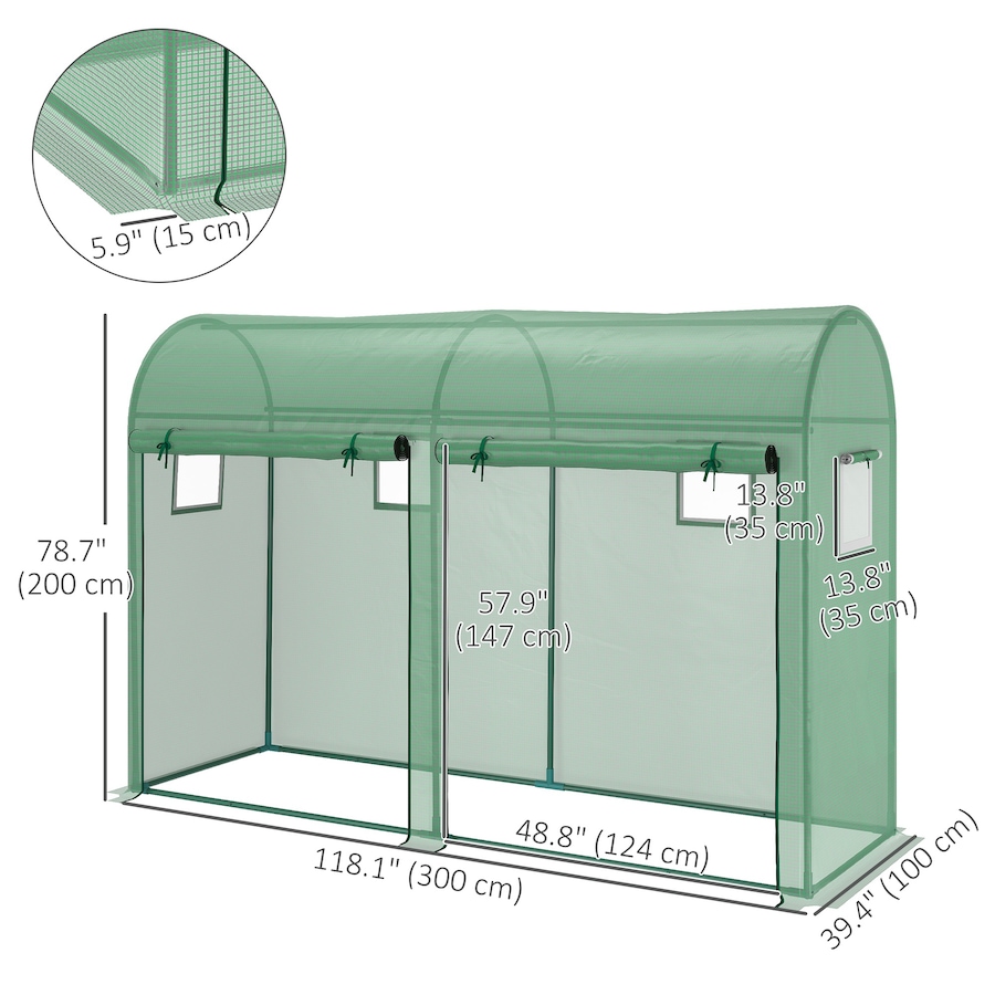 Image 976218_ALTMORE2.jpg, Product 976-218 / Price $94.99, Outsunny 9.8'x3.3'x6.6' Outdoor Garden Greenhouse w/ Doors Windows Green from Outsunny on TSC.ca's Home & Garden department
