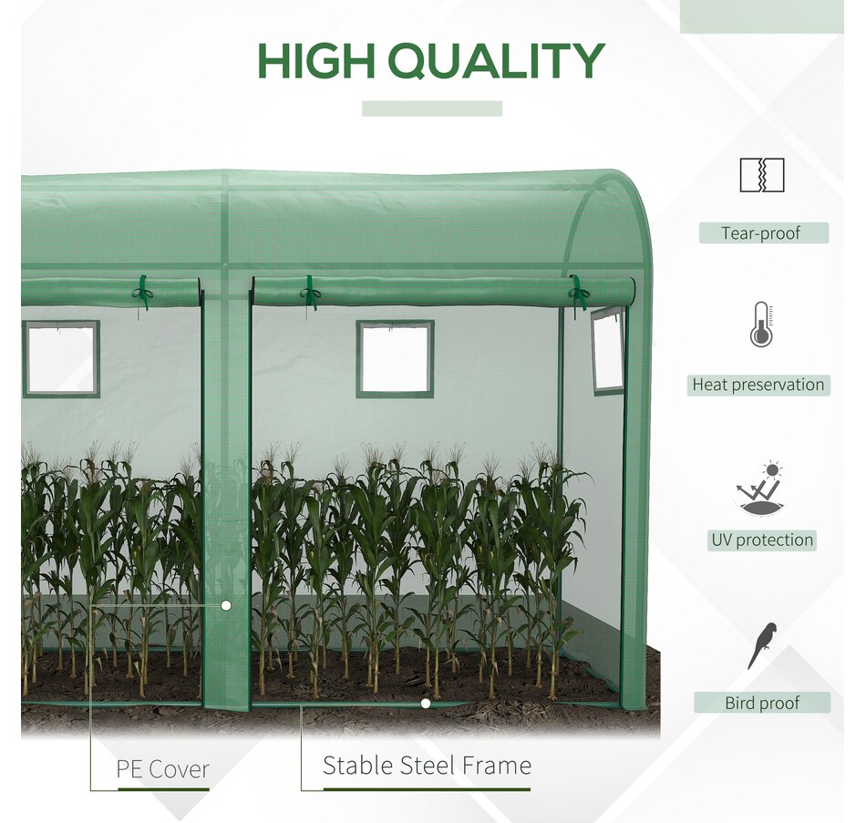Image 976218_ALTMORE3.jpg, Product 976-218 / Price $109.99, Outsunny 9.8'x3.3'x6.6' Outdoor Garden Greenhouse w/ Doors Windows Green from Outsunny on TSC.ca's Home & Garden department