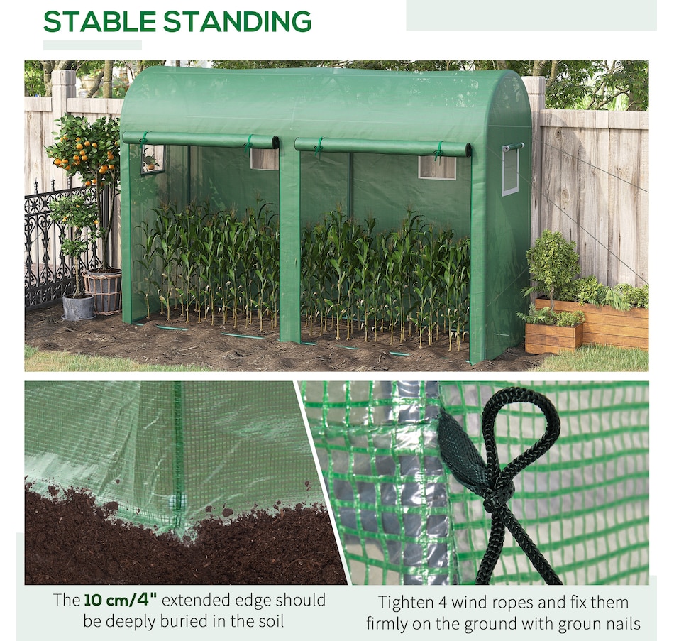 Image 976218_ALTMORE4.jpg, Product 976-218 / Price $109.99, Outsunny 9.8'x3.3'x6.6' Outdoor Garden Greenhouse w/ Doors Windows Green from Outsunny on TSC.ca's Home & Garden department