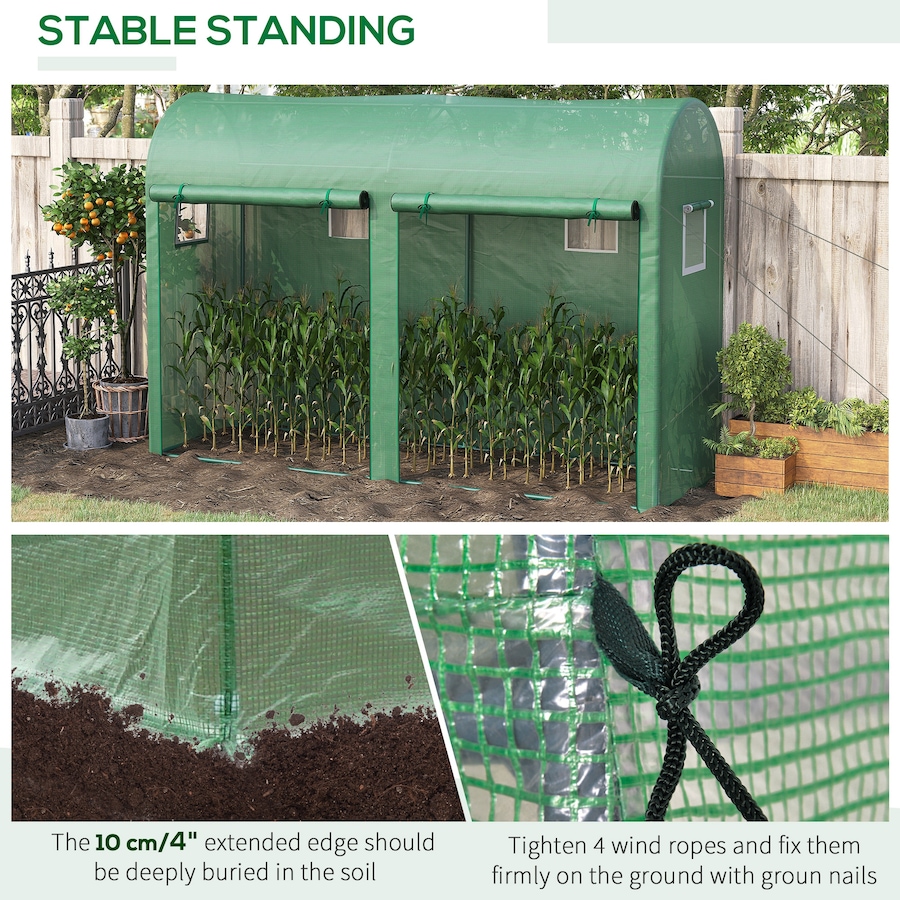 Image 976218_ALTMORE4.jpg, Product 976-218 / Price $94.99, Outsunny 9.8'x3.3'x6.6' Outdoor Garden Greenhouse w/ Doors Windows Green from Outsunny on TSC.ca's Home & Garden department