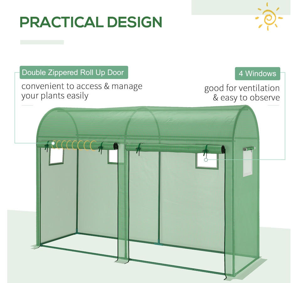 Image 976218_ALTMORE5.jpg, Product 976-218 / Price $109.99, Outsunny 9.8'x3.3'x6.6' Outdoor Garden Greenhouse w/ Doors Windows Green from Outsunny on TSC.ca's Home & Garden department
