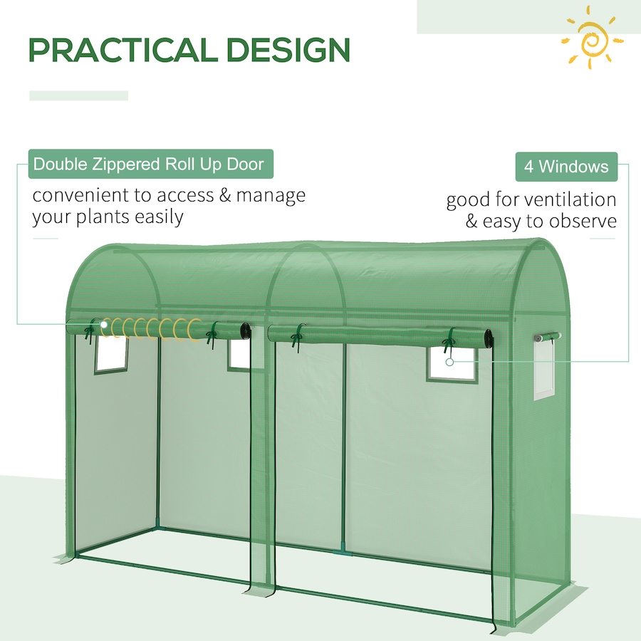 Image 976218_ALTMORE5.jpg, Product 976-218 / Price $94.99, Outsunny 9.8'x3.3'x6.6' Outdoor Garden Greenhouse w/ Doors Windows Green from Outsunny on TSC.ca's Home & Garden department