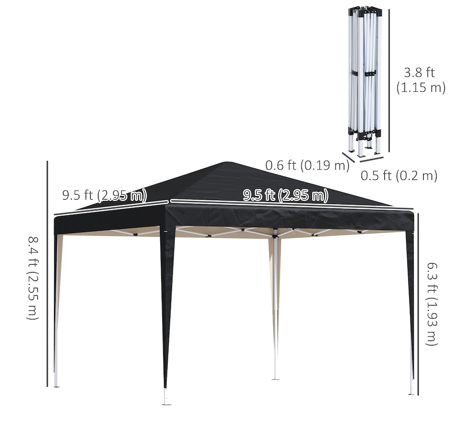 Image 976221_ALTMORE2.jpg, Product 976-221 / Price $114.99, Outsunny 10 x 10ft Folding Pop Up Tent Canopy Outdoor Gazebo, Black from Outsunny on TSC.ca's Home & Garden department