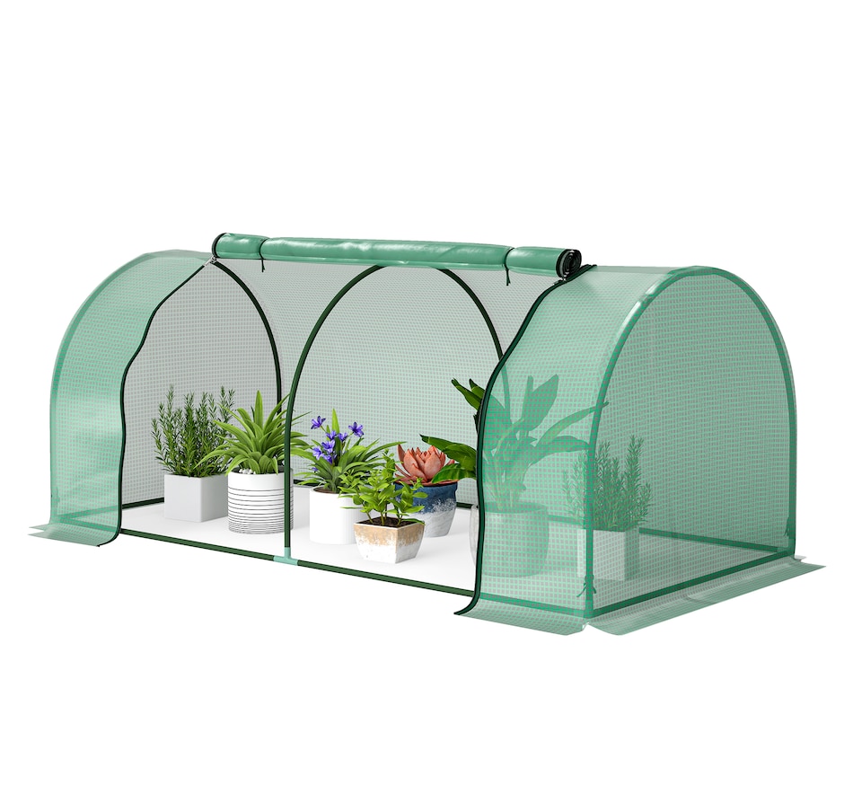 Image 976223.jpg, Product 976-223 / Price $47.99, Outsunny 79" x 39" x 32" Mini Greenhouse with Zipper Doors Green from Outsunny on TSC.ca's Home & Garden department