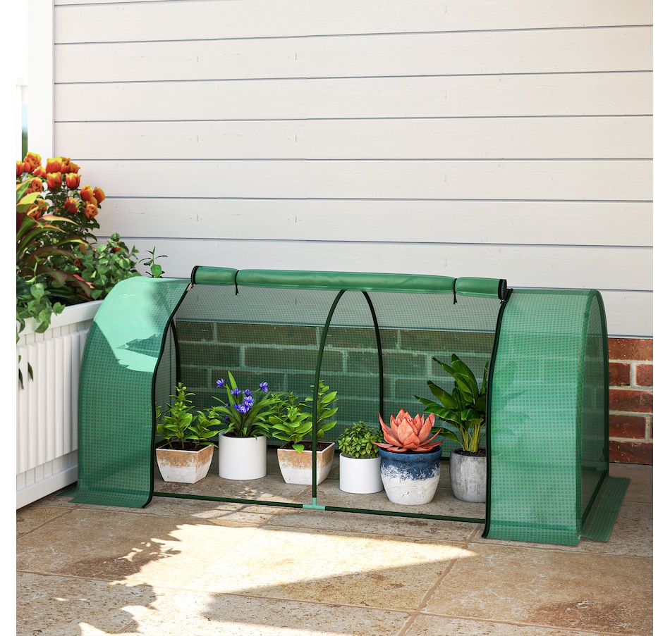 Image 976223_ALTMORE1.jpg, Product 976-223 / Price $47.99, Outsunny 79" x 39" x 32" Mini Greenhouse with Zipper Doors Green from Outsunny on TSC.ca's Home & Garden department