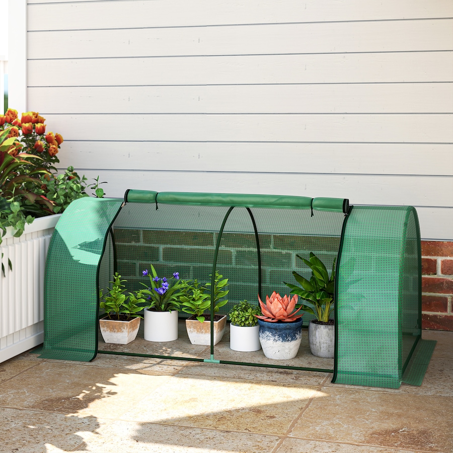 Image 976223_ALTMORE1.jpg, Product 976-223 / Price $49.99, Outsunny 79" x 39" x 32" Mini Greenhouse with Zipper Doors Green from Outsunny on TSC.ca's Home & Garden department